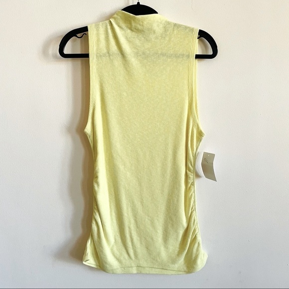 THREE DOTS Bloomingdale’s Soft Yellow High Neck Rouched Long tank - Picture 1 of 6